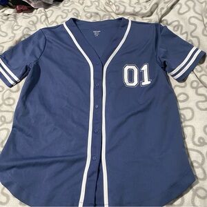 refuge Navy Blue Baseball Jersey Top with White Trim